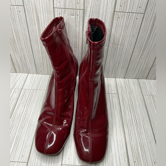 1127-Zara boots Burgundy boots with side zippers - Picture 9 of 9